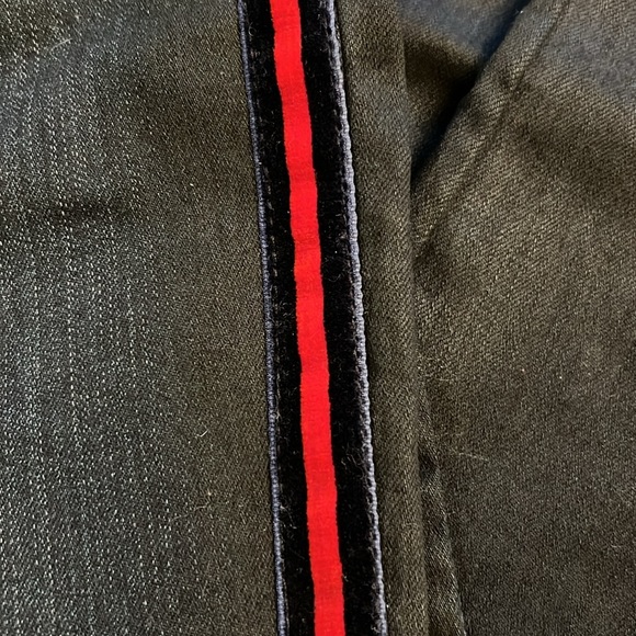 Dear John Gisele High Waisted Skinny Jean w/ Navy/Red Velvet Side Stripe.  Sz 26 - Picture 2 of 4